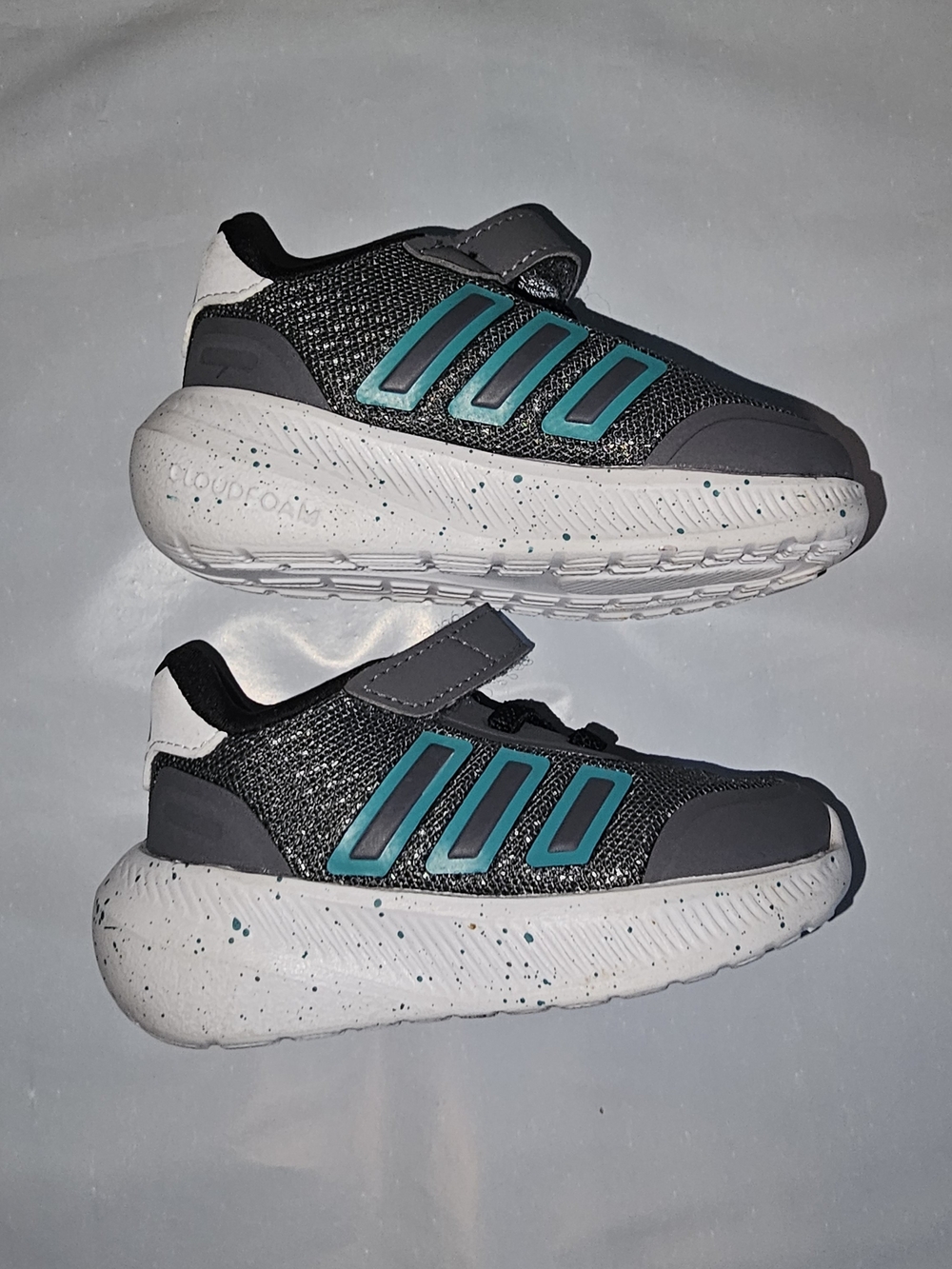 Baby Athletic Sneakers - Gray with Teal Stripes